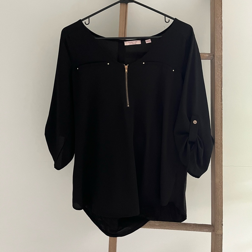 Black zipper top blouse
